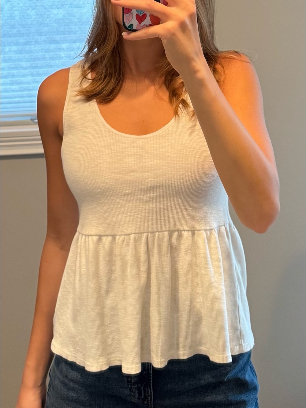 T.La Cream Ribbed Peplum Tank